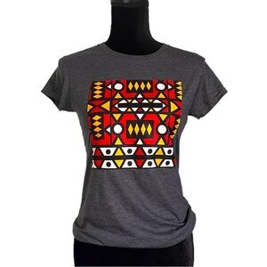 Graphic Abstract Up-cycled Red T-shirt